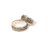 Gold Braid & Twist Fluid | 925 Silver Couple Ring