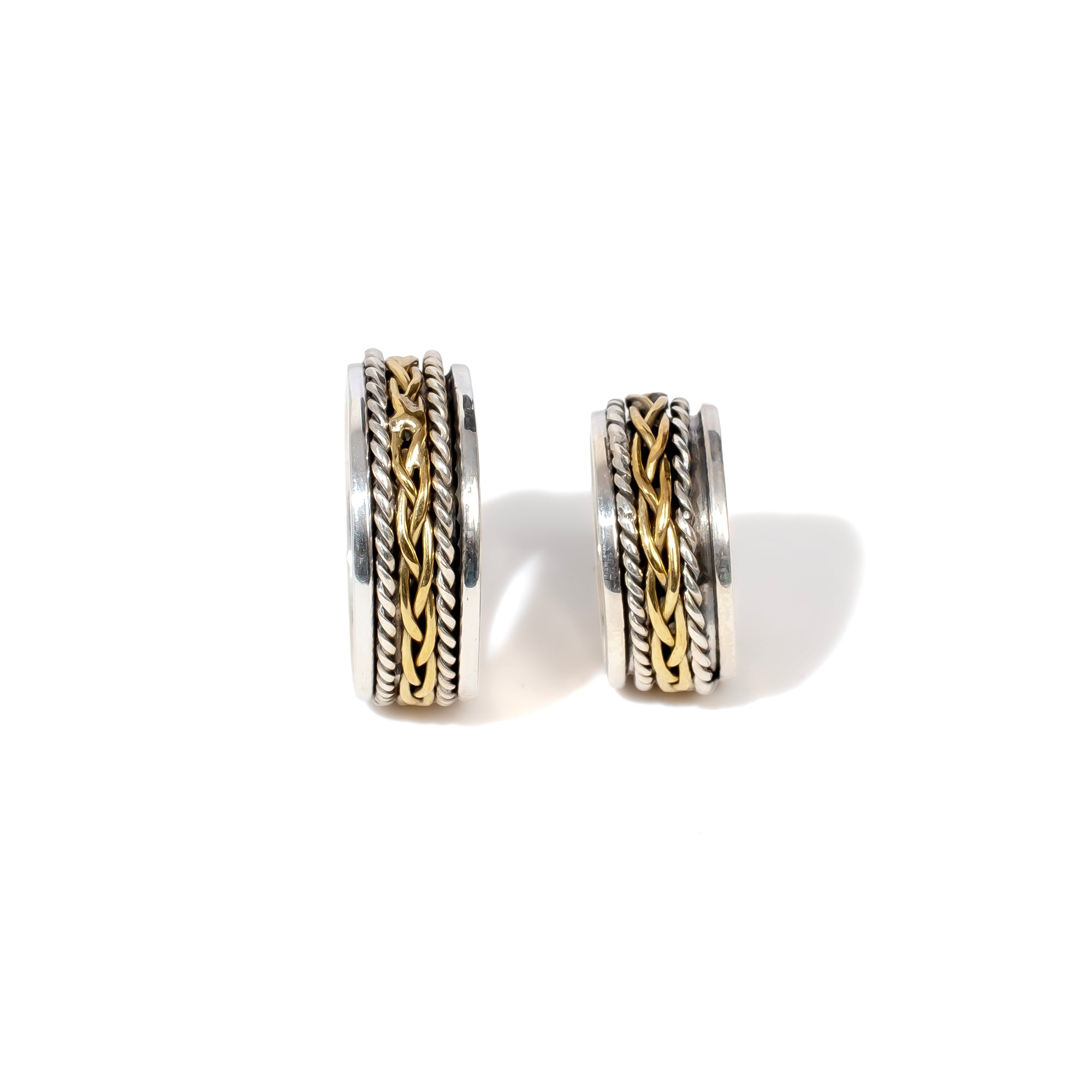 Gold Braid & Twist Fluid | 925 Silver Couple Ring