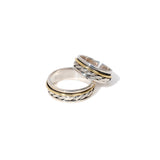 Gold Cascade Braid Fluid | 925 Silver Couple Ring