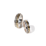 Gold Cascade Braid Fluid | 925 Silver Couple Ring