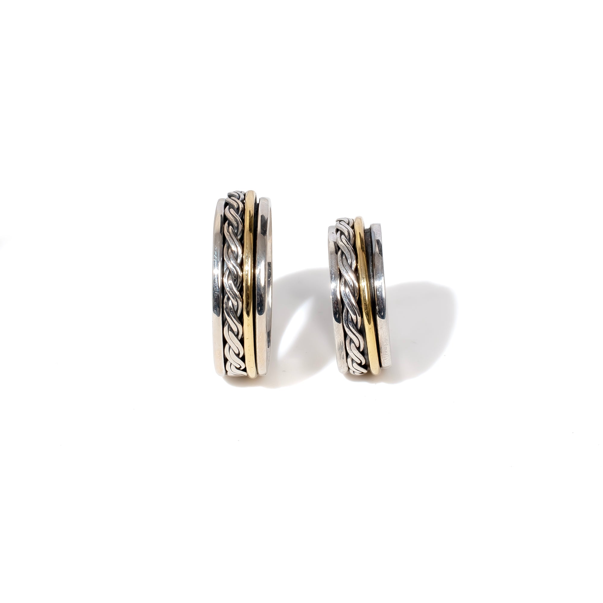 Gold Cascade Braid Fluid | 925 Silver Couple Ring