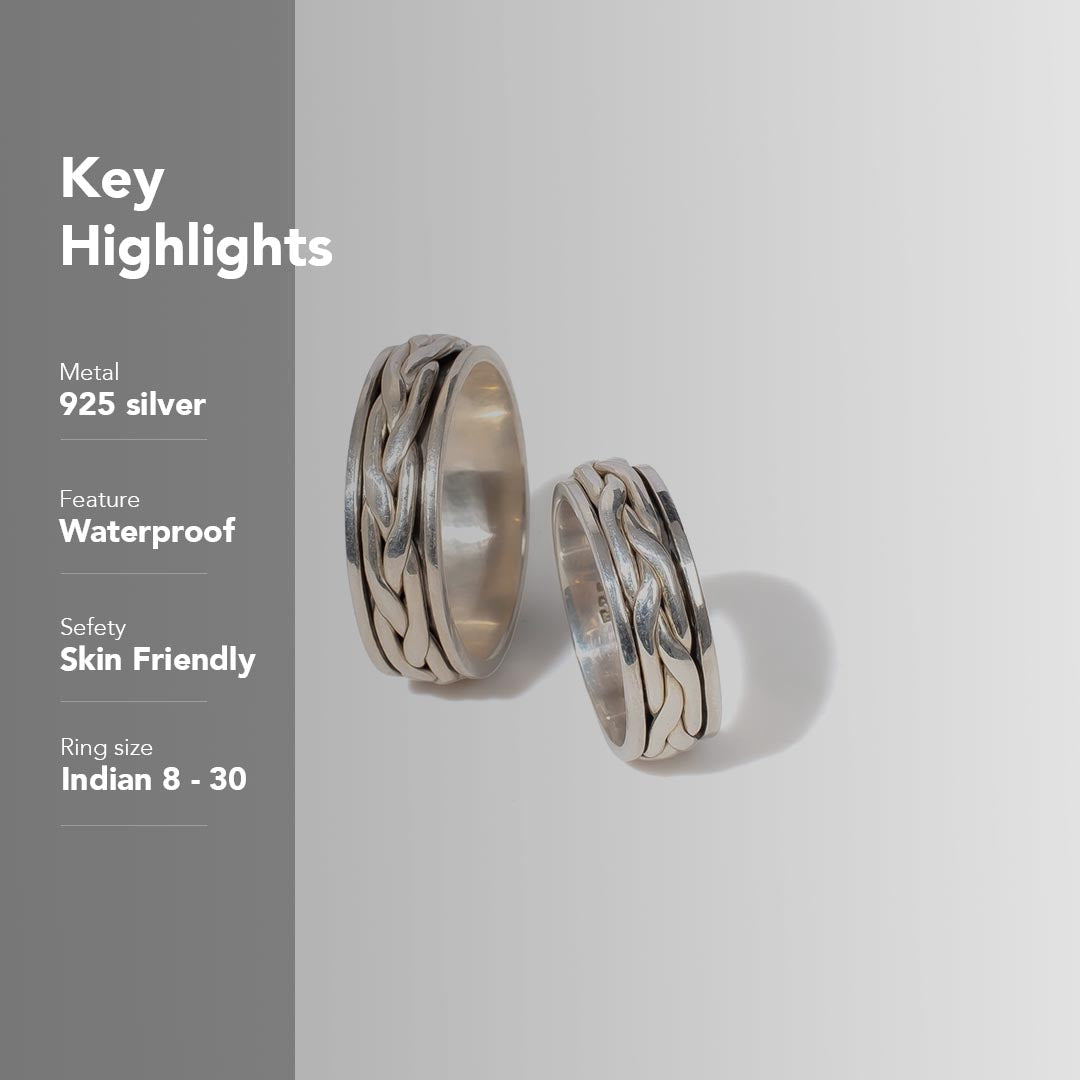 Dutch Braid Fluid | 925 Silver Couple Ring