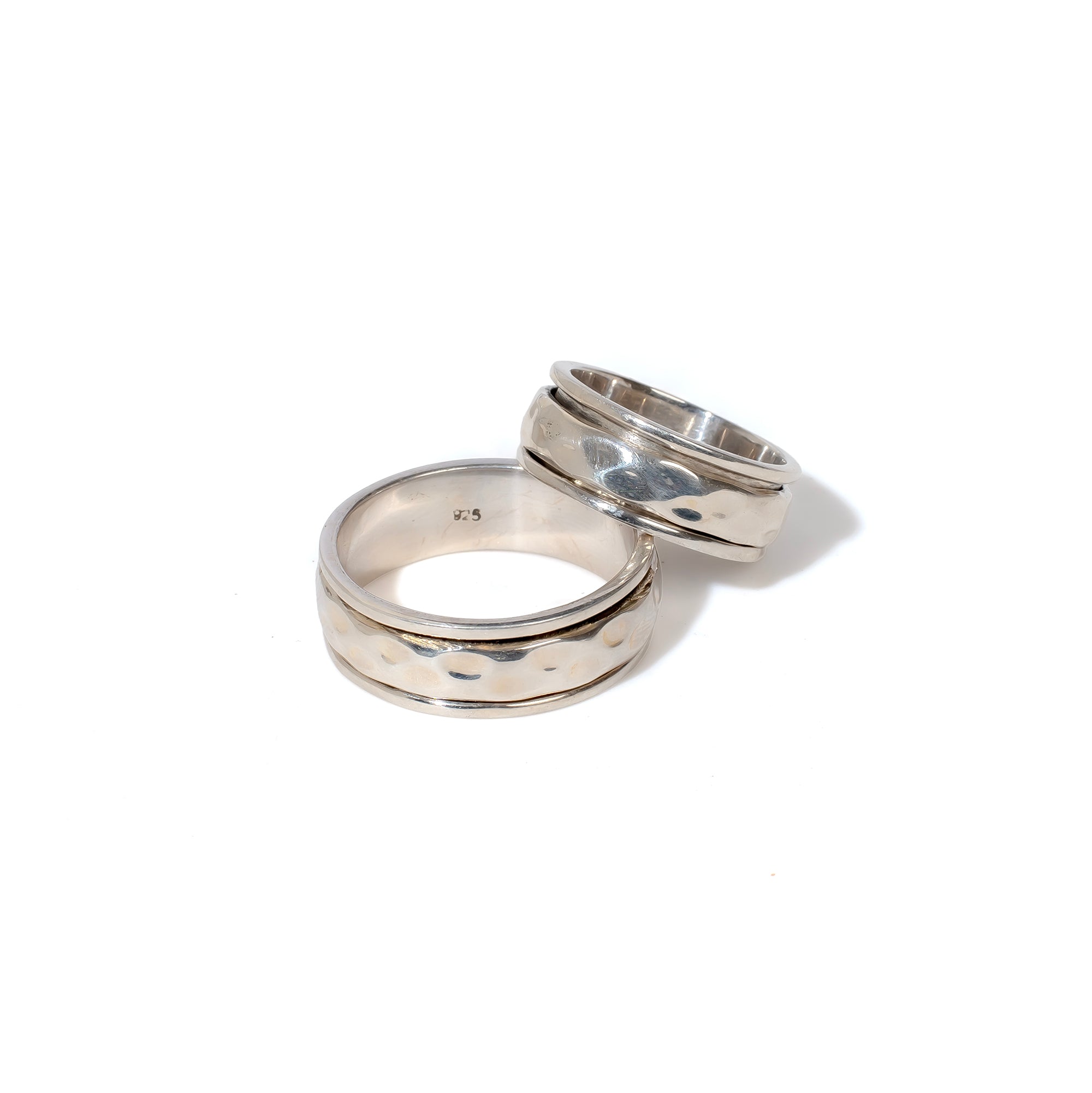 Hammered Band Fluid | 925 Silver Couple Ring
