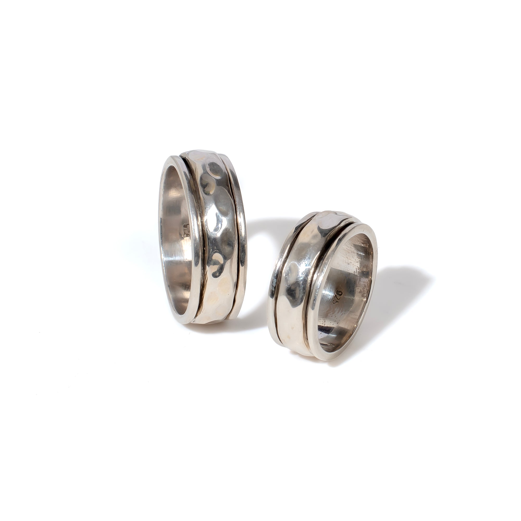 Hammered Band Fluid | 925 Silver Couple Ring