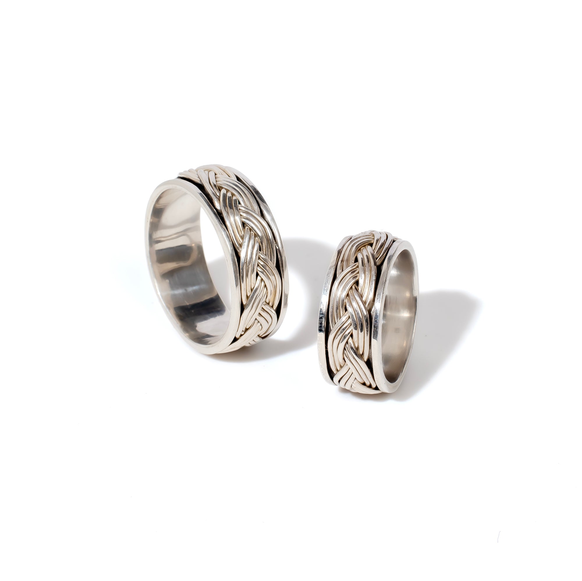 French Braid Fluid | 925 Silver Couple Ring