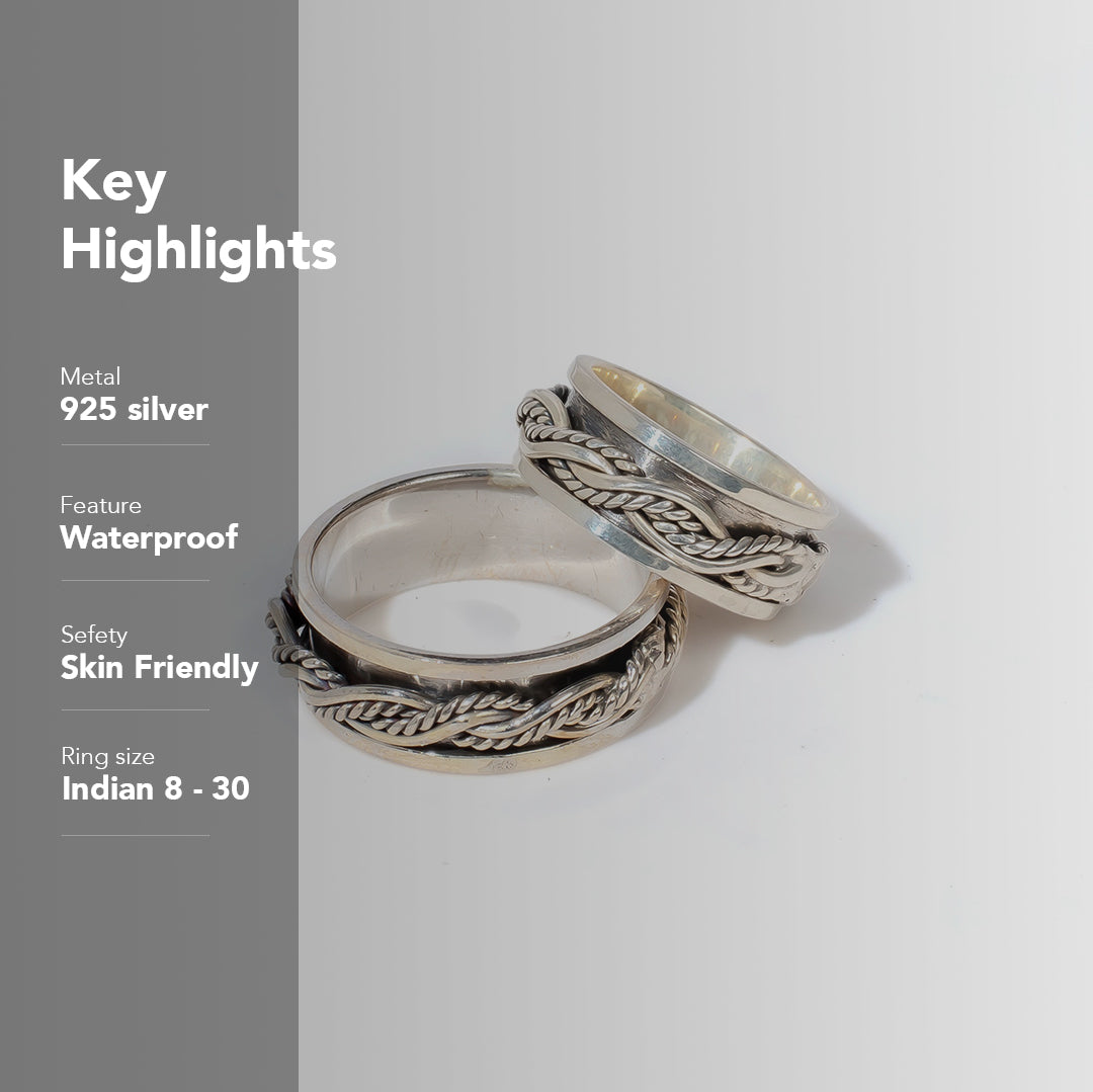 Cascade Braid Fluid | 925 Silver Couple Ring