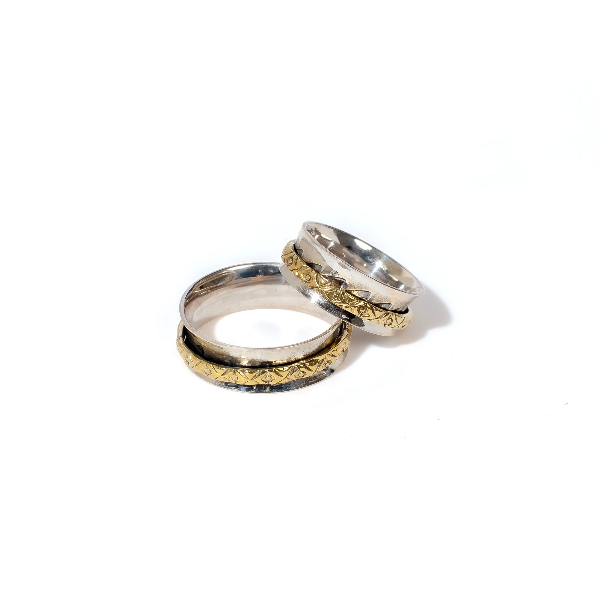 Golden X Fluid | 925 Silver Couple Ring