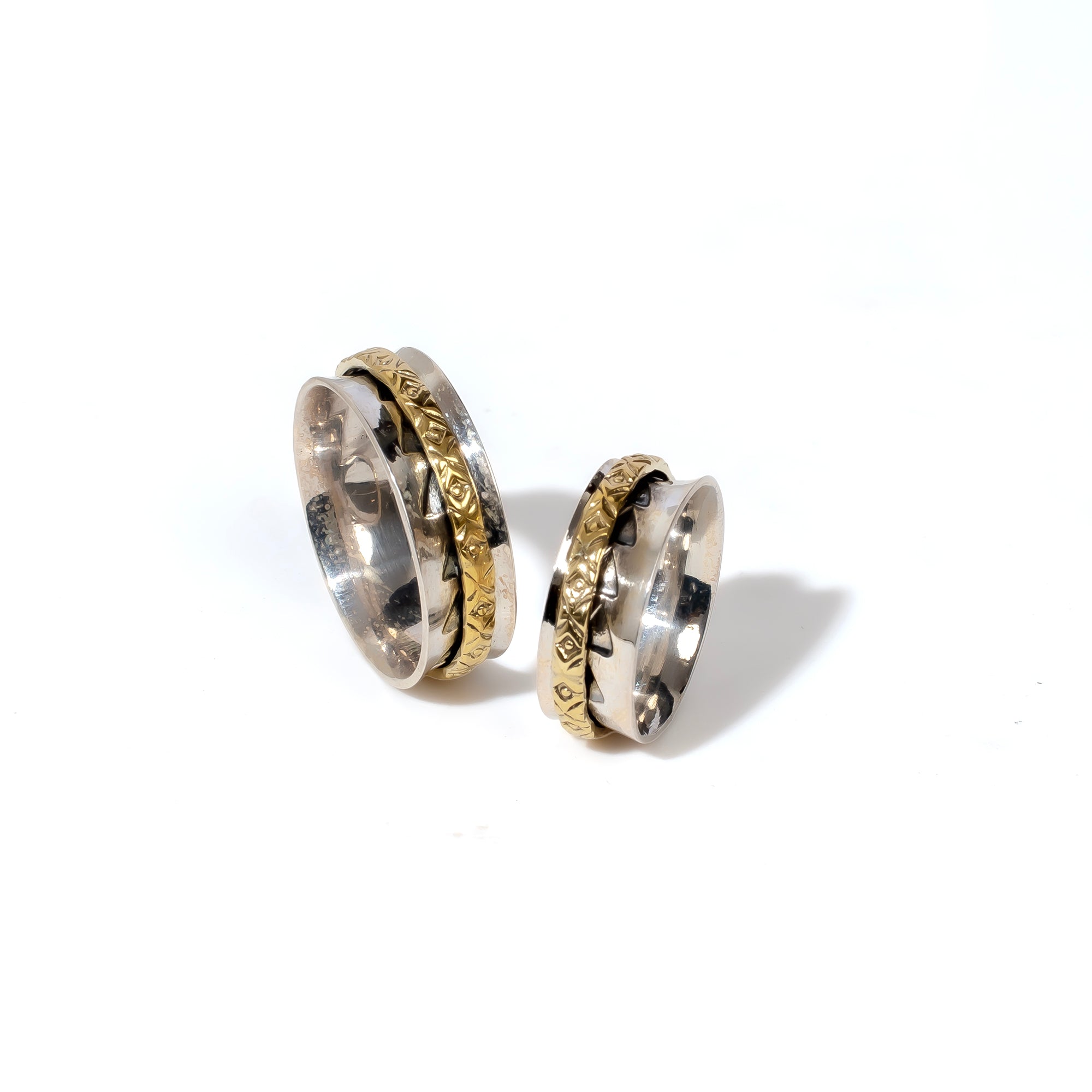 Golden X Fluid | 925 Silver Couple Ring