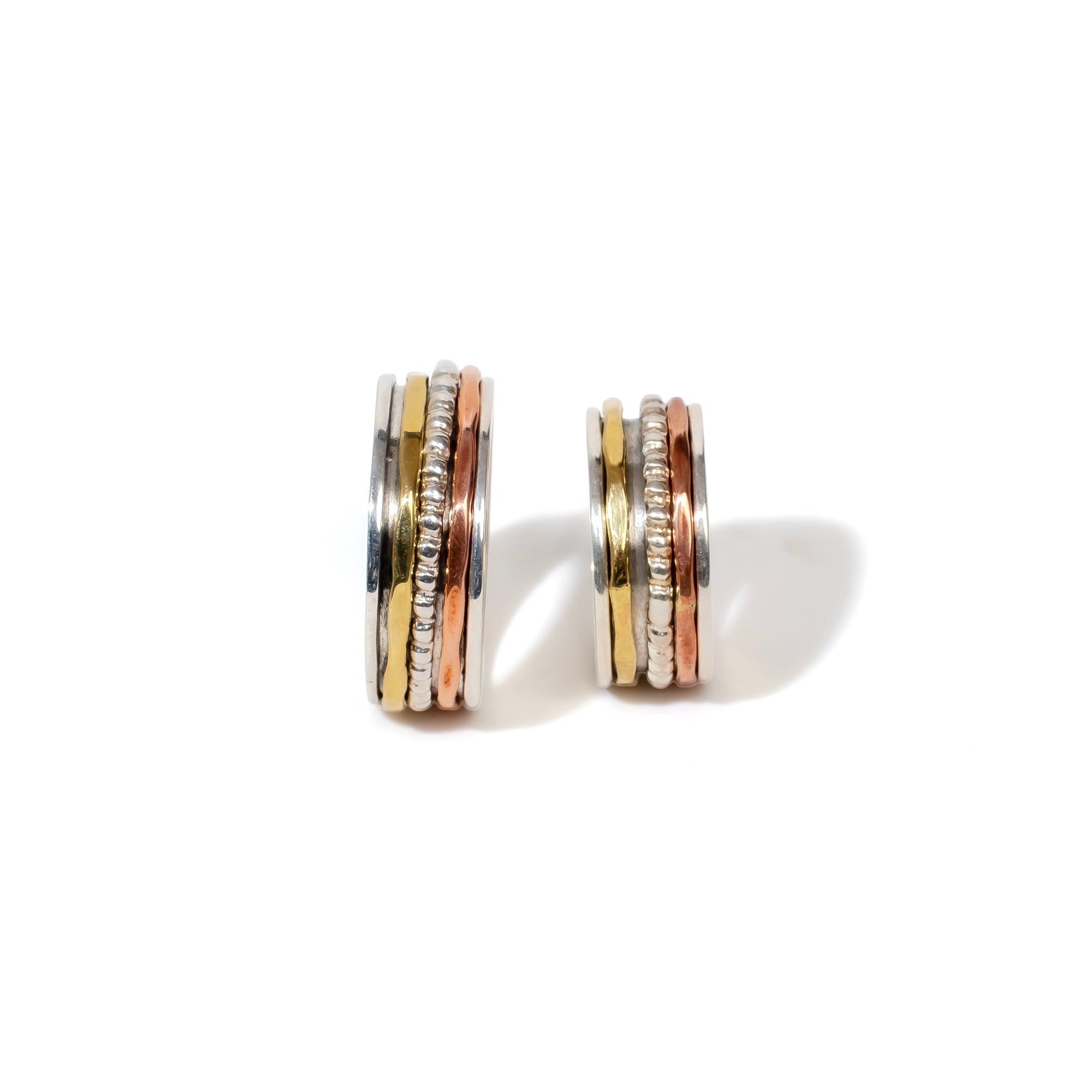 Beaded Penta stripe Fluid | 925 Silver Couple Ring
