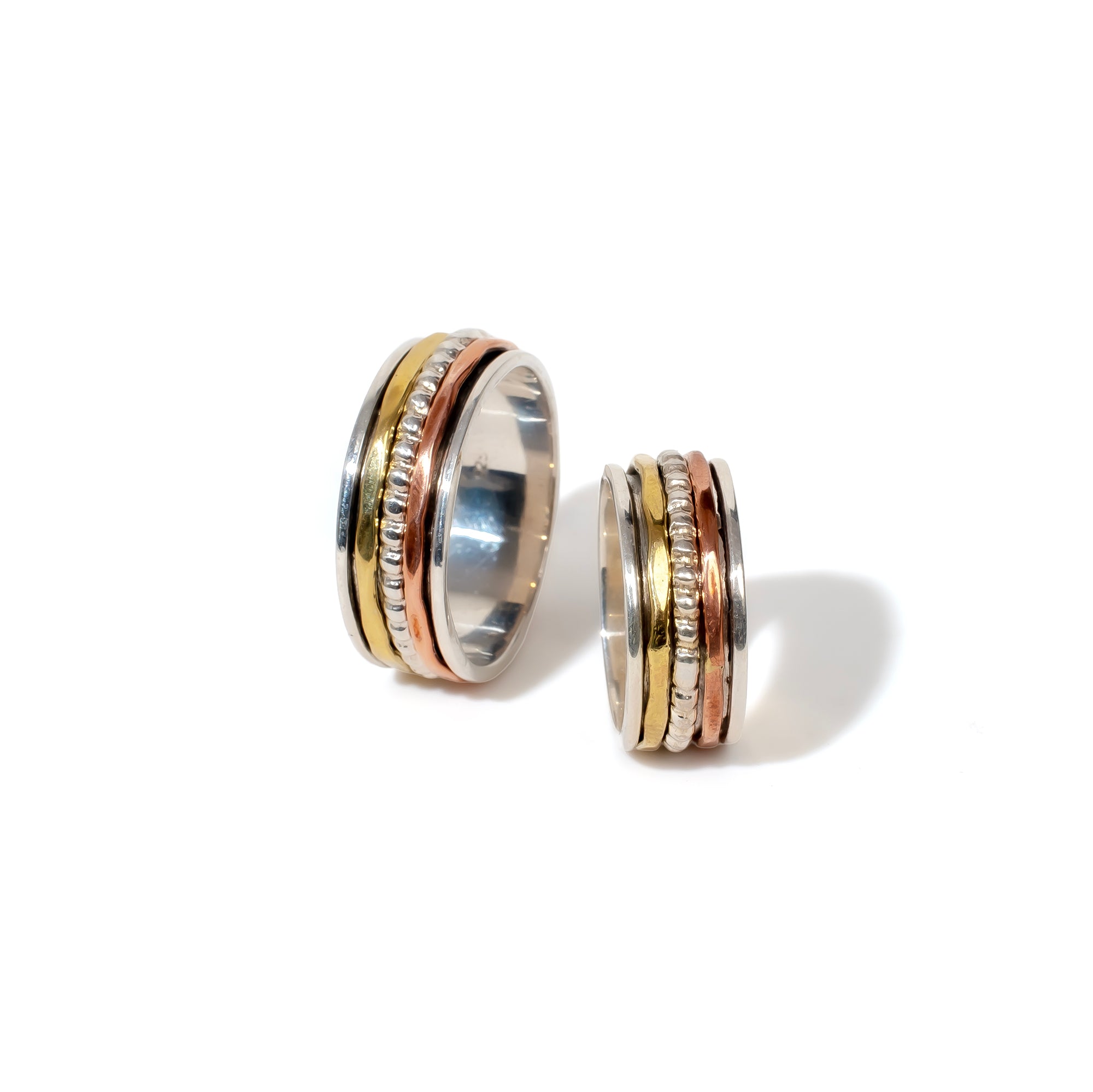 Beaded Penta stripe Fluid | 925 Silver Couple Ring