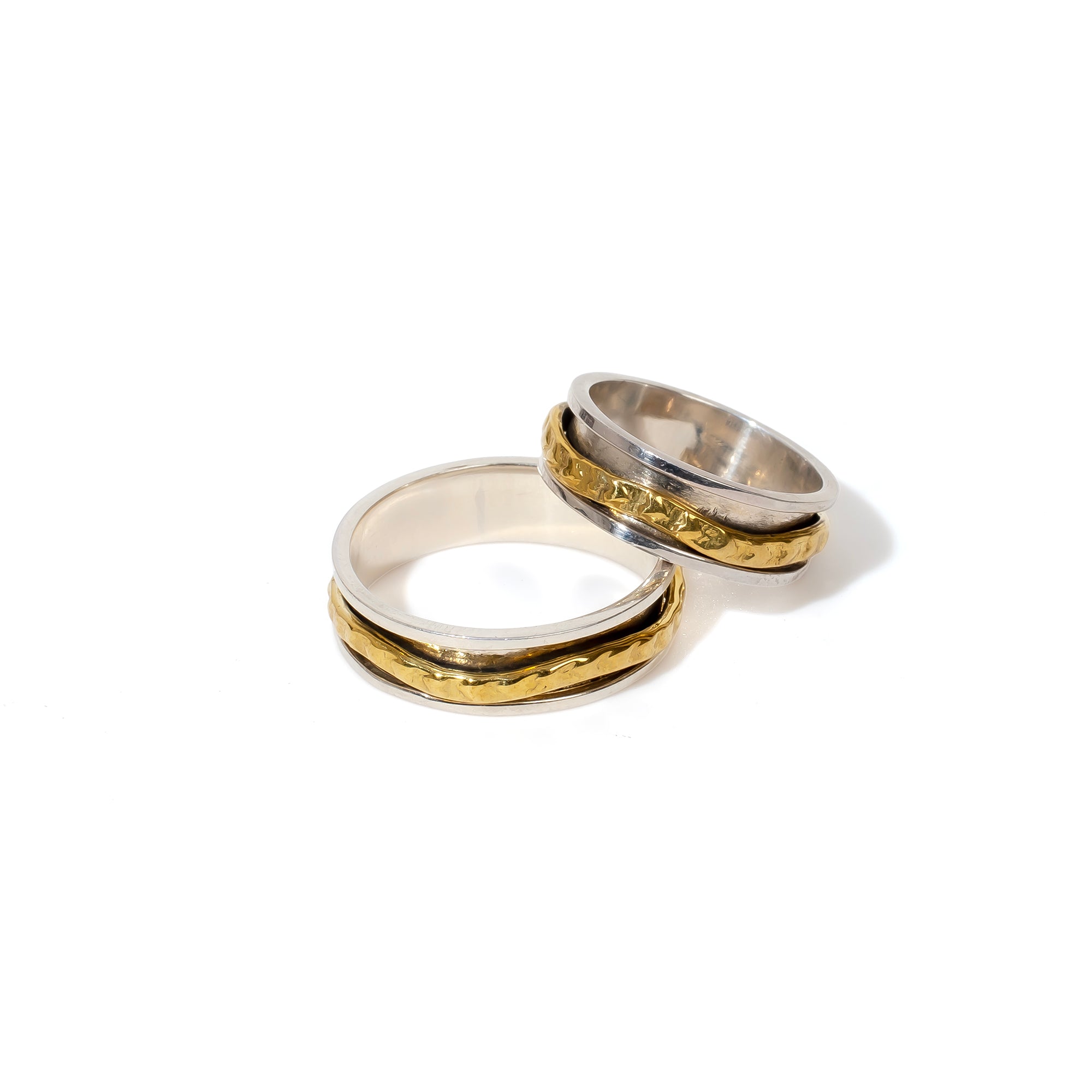 Spiral Gold in Border Fluid | 925 Silver Couple Ring