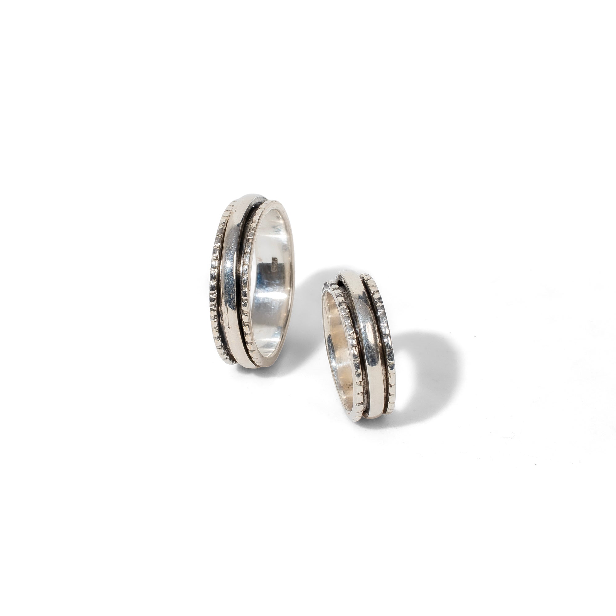 Twisted Silver Border Fluid | 925 Silver Couple Ring