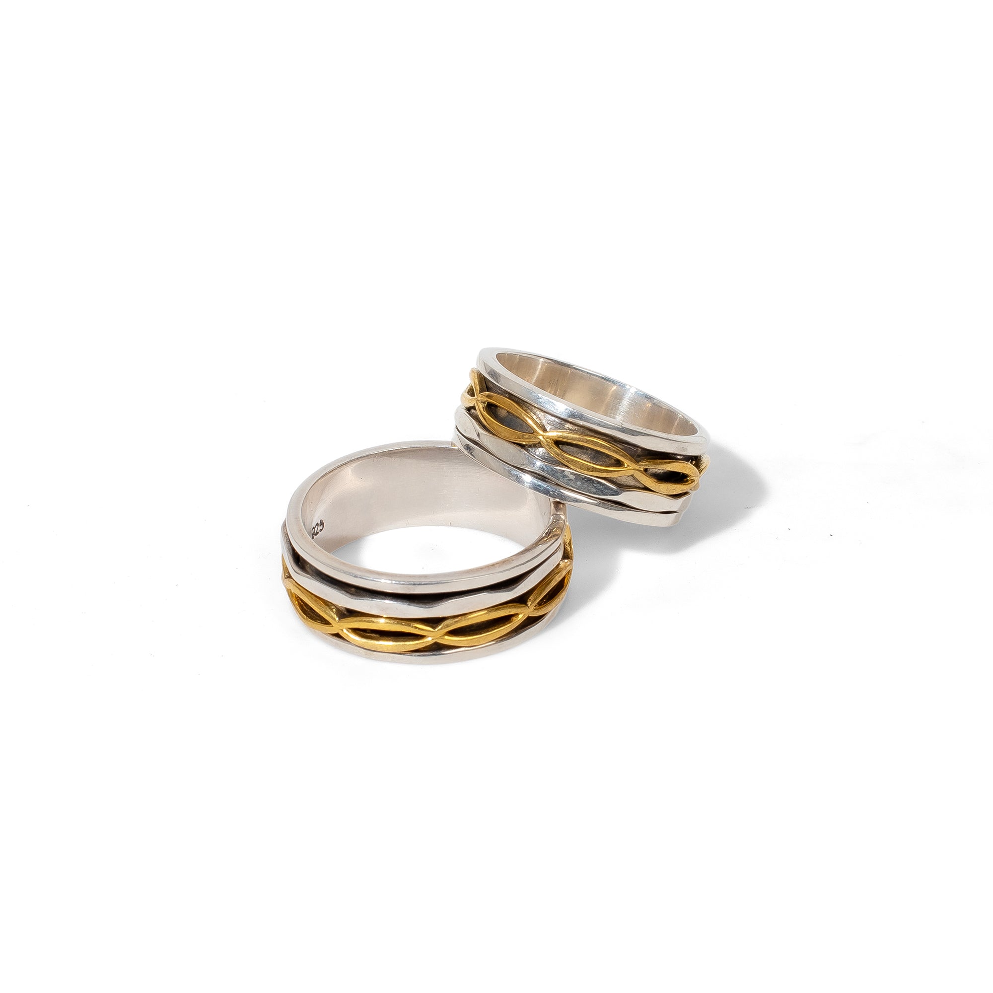 Golden Infinity Fluid | 925 Silver Couple Ring