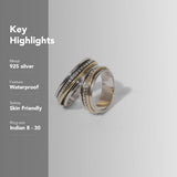 
  Buy Beaded Silver & Gold Fluid | 925 Silver Couple Ring - VALENTINE Online In India
