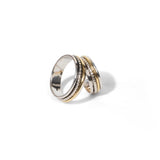 
  Buy Beaded Silver & Gold Fluid | 925 Silver Couple Ring Online In India at Oprata
