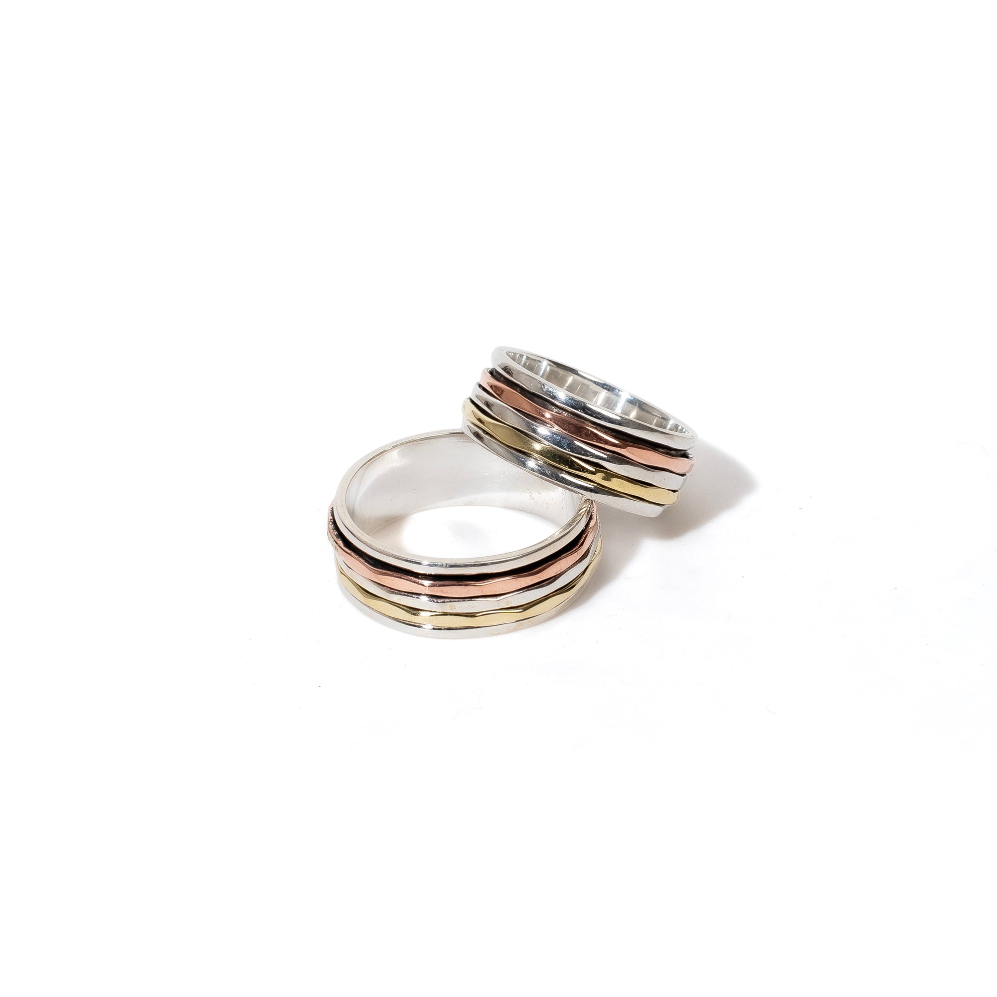 Coloured Pentastripe Fluid | 925 silver Couple rings