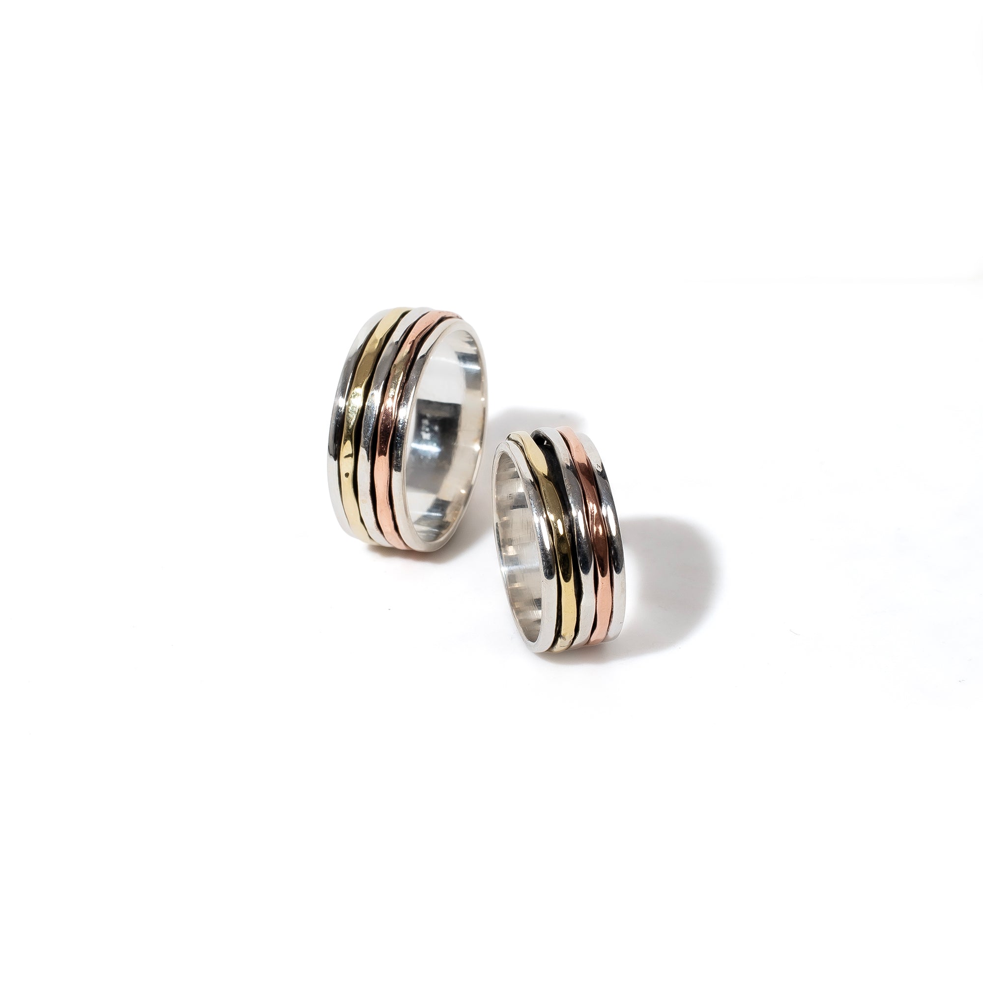 Coloured Pentastripe Fluid | 925 silver Couple rings