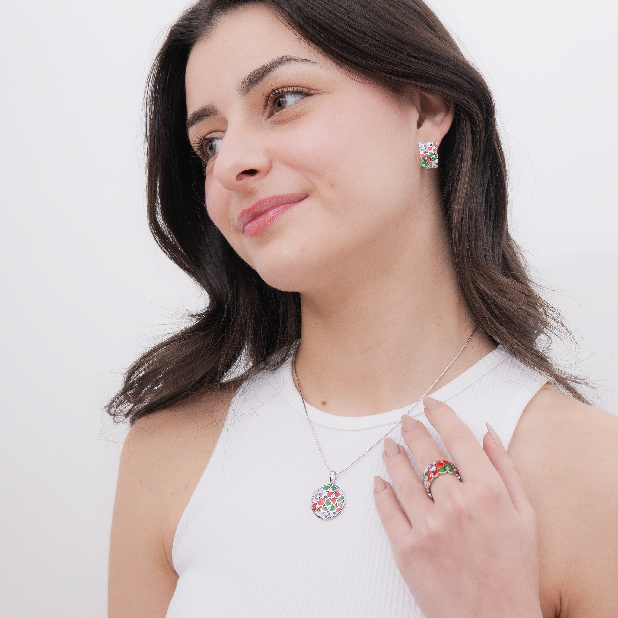 Apolline | 925 Silver Earrings and Pendant set for Women