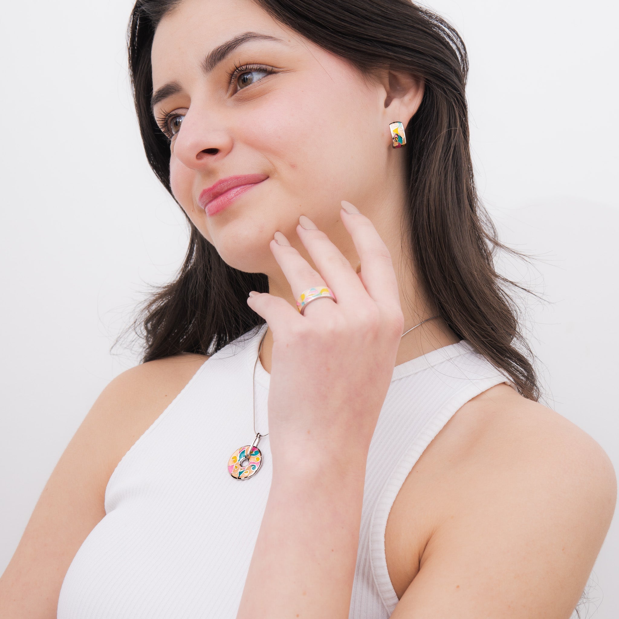 Cecile | 925 Silver Earrings and Pendant set for Women