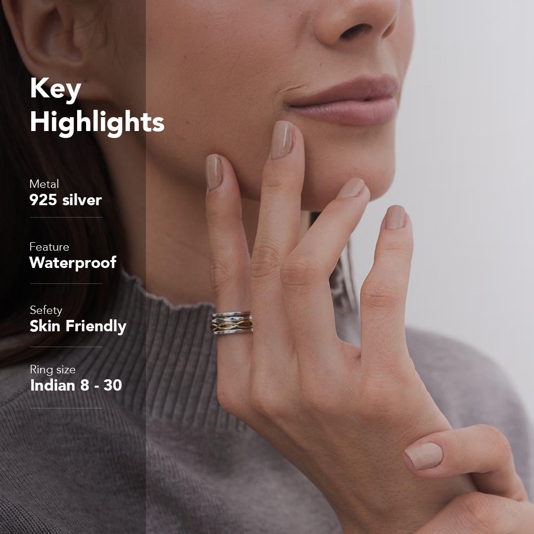 Golden Infinity Fluid | 925 Silver Ring for Women & Men