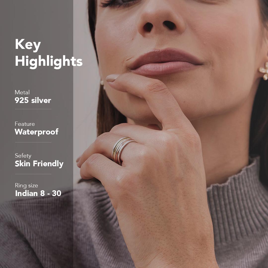 Coloured Pentastripe Fluid | 925 Silver Ring for Women & Men