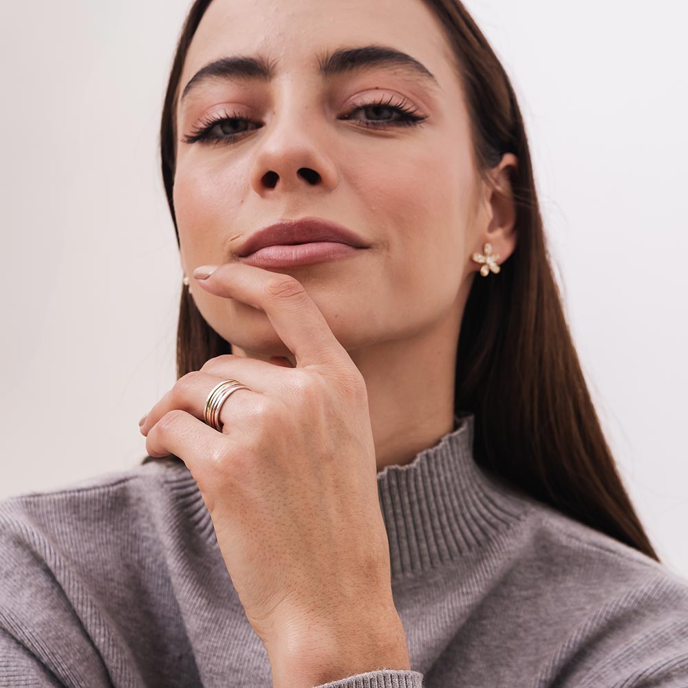 Coloured Pentastripe Fluid | 925 Silver Ring for Women & Men