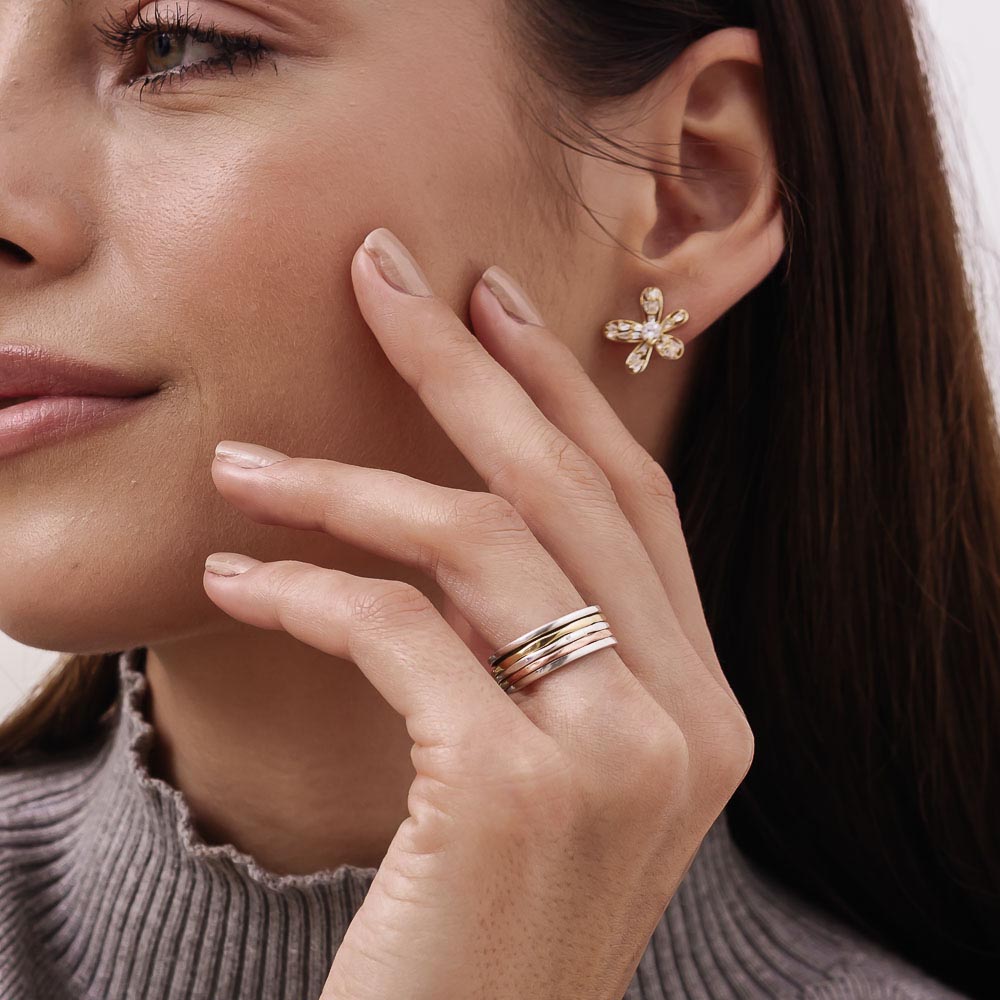 Coloured Pentastripe Fluid | 925 Silver Ring for Women & Men