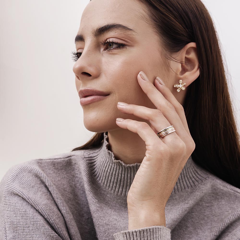 Coloured Pentastripe Fluid | 925 Silver Ring for Women & Men