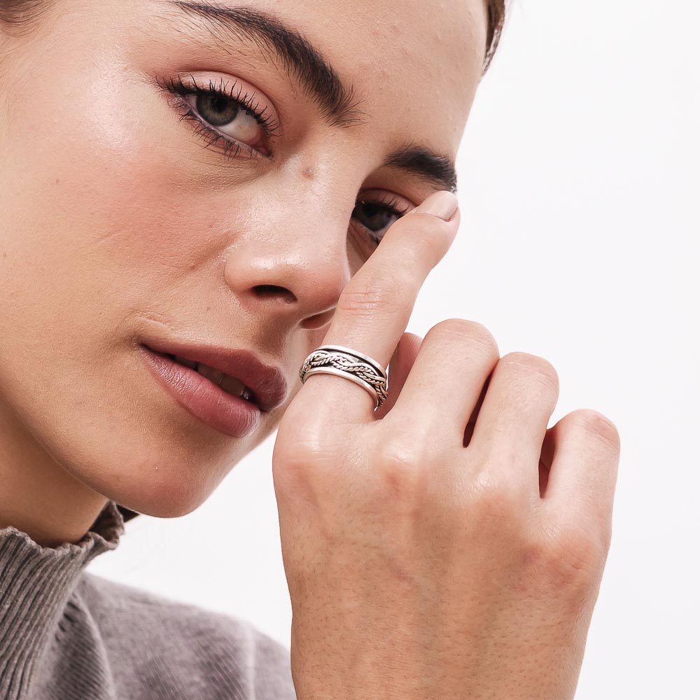 Cascade Braid Fluid | 925 Silver Couple Ring