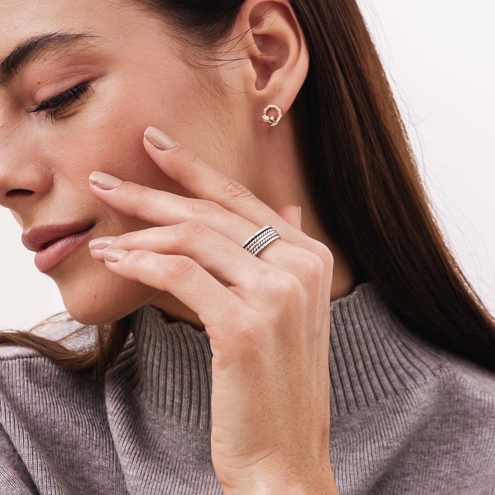 Pentastripe Silver Fluid | 925 Silver Ring for Women & Men