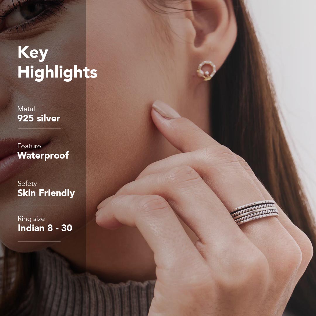 Pentastripe Silver Fluid | 925 Silver Ring for Women & Men