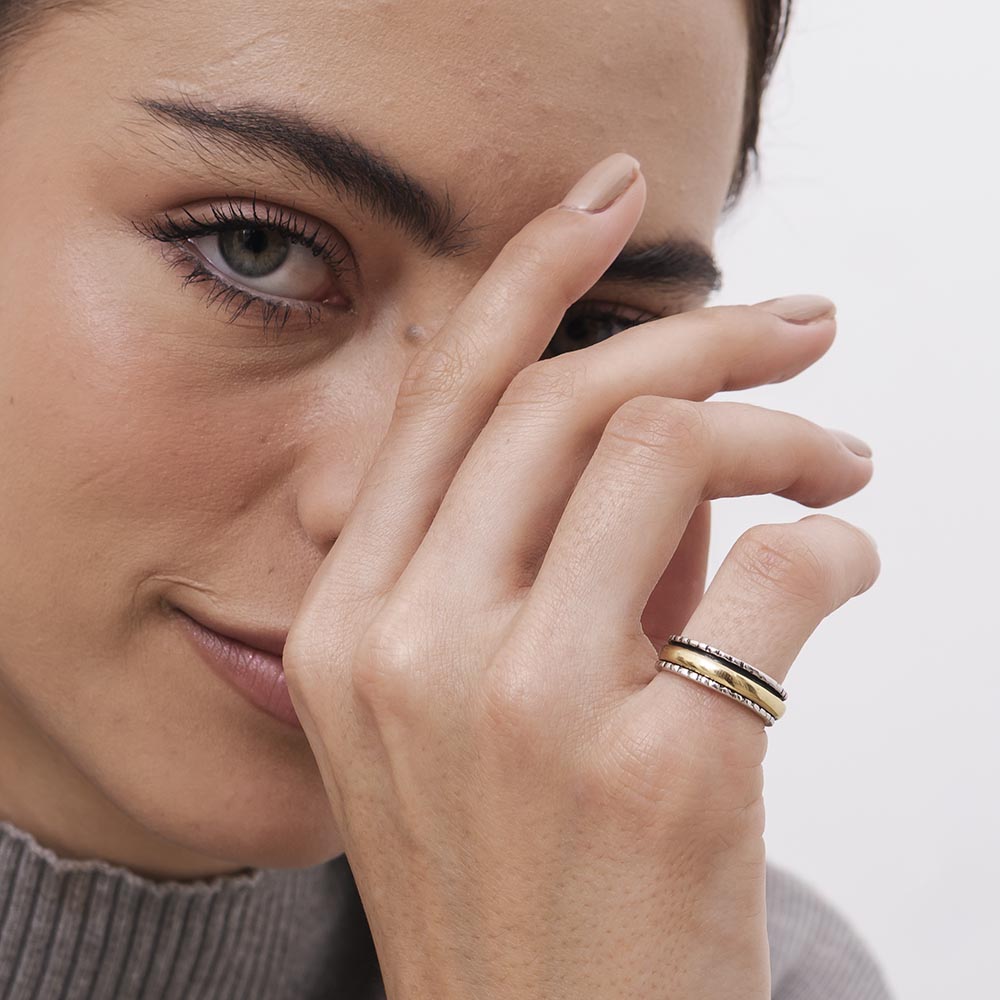 Band in Border Fluid | 925 Silver Couple Ring