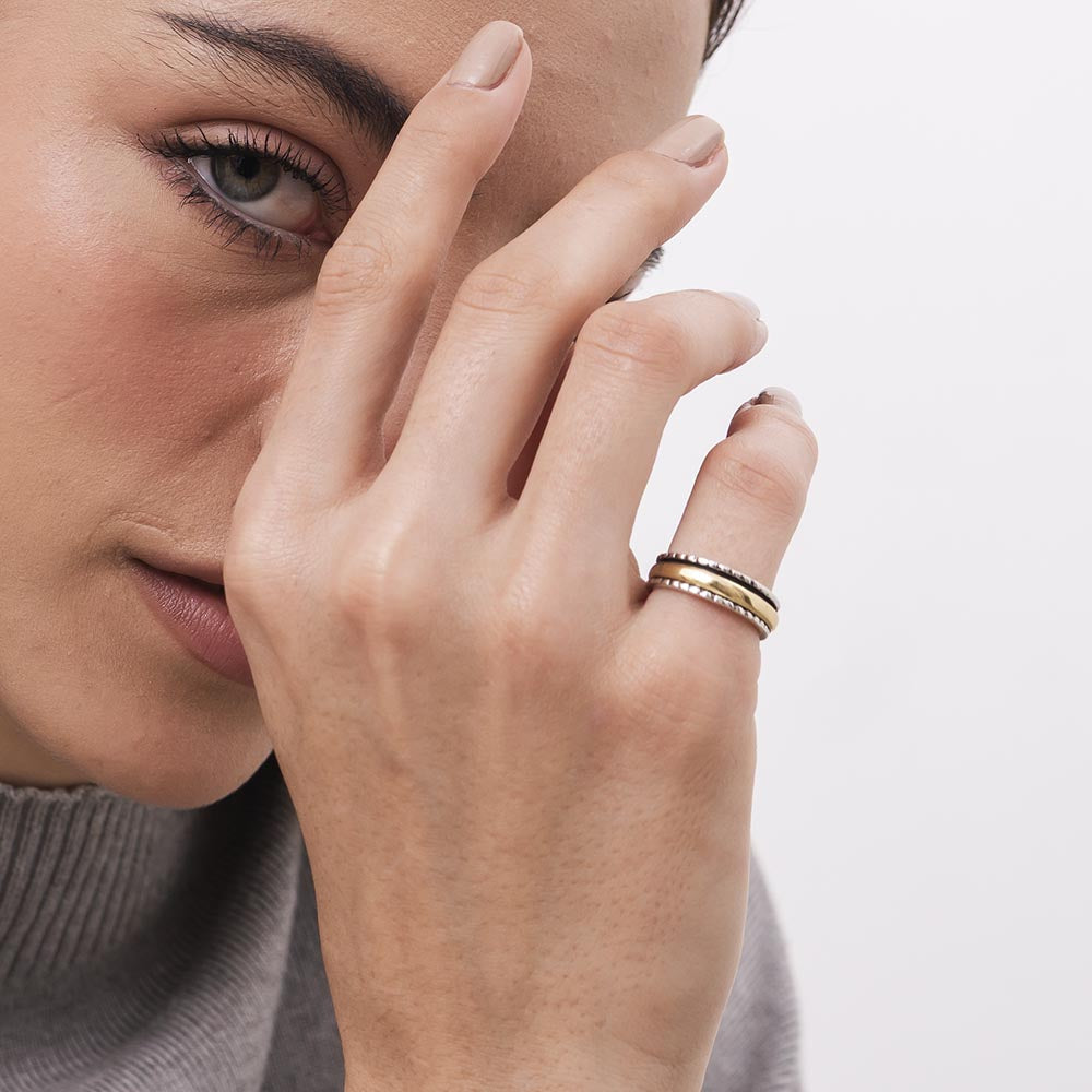 Band in Border Fluid | 925 Silver Couple Ring