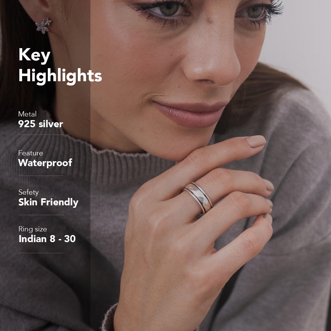 Hammered Band Fluid | 925 Silver Ring for Women & Men