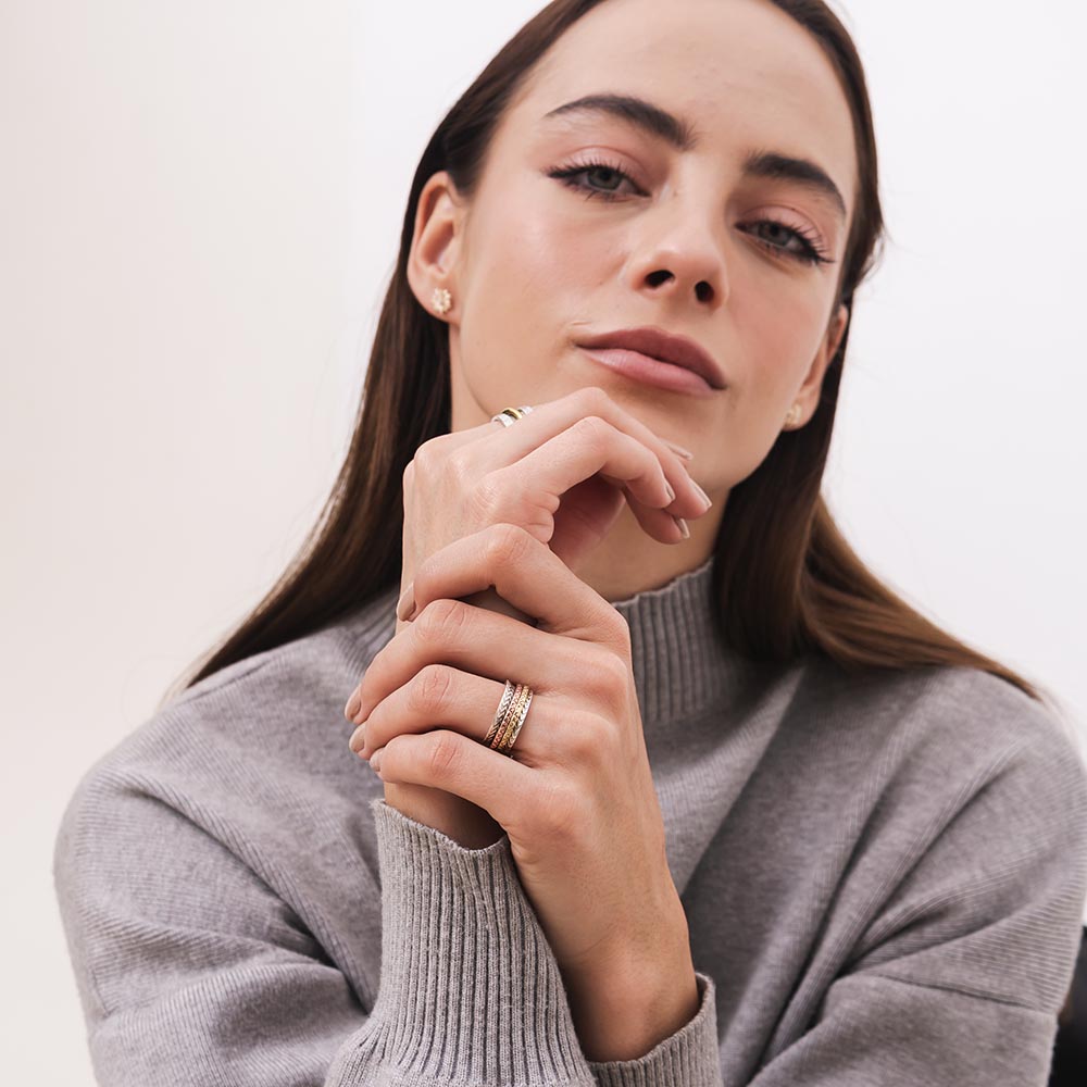 Colored Rolo Fluid | 925 Silver Couple Ring