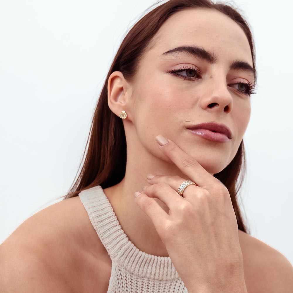 Beaded Braid Fluid | 925 Silver Couple Ring