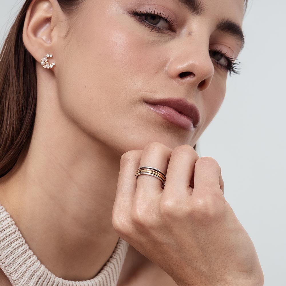 Quadristripe Thin Fluid | 925 Silver Ring for Women & Men