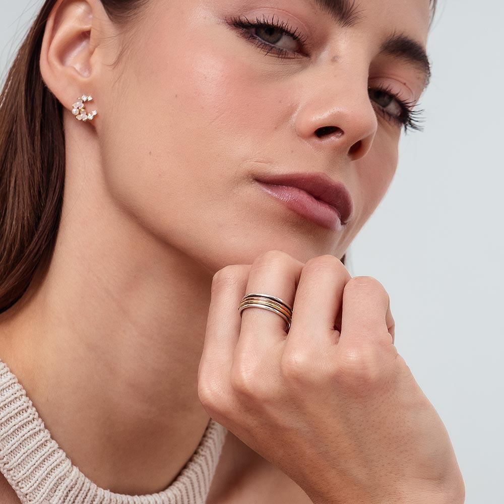 Quadristripe Thin Fluid | 925 Silver Ring for Women & Men