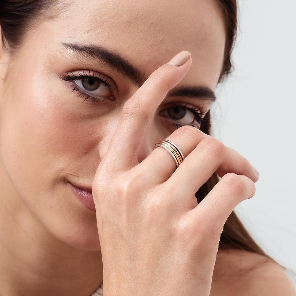 Quadristripe Thin Fluid | 925 Silver Ring for Women & Men