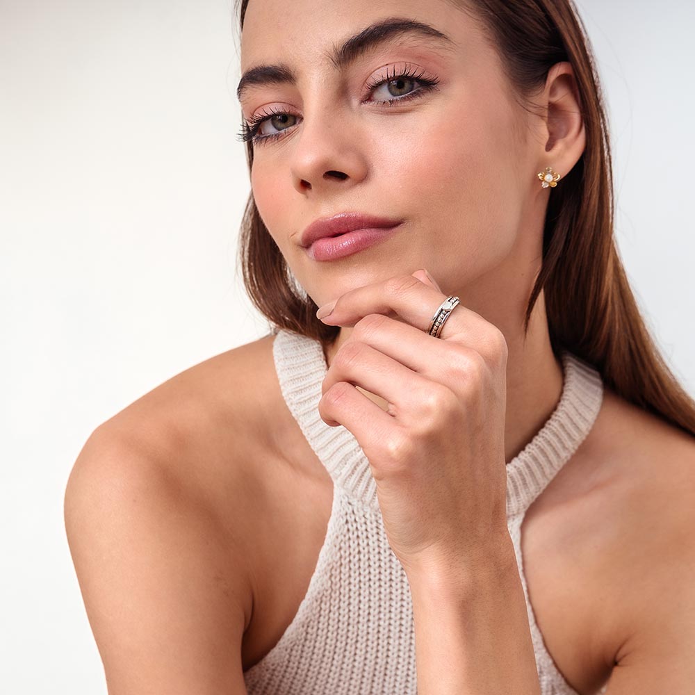 Beaded Heart Fluid | 925 Silver Couple Ring