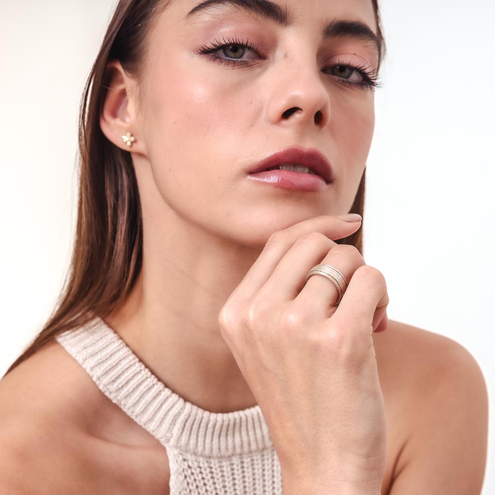 Brushed Fluid | 925 Silver Couple Ring