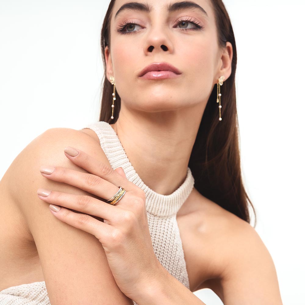 Spiral Gold in Border Fluid | 925 Silver Ring for Women & Men