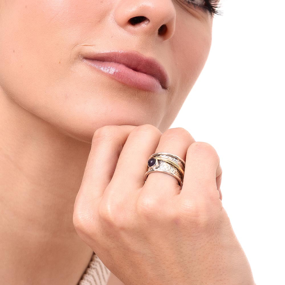 Gems with Gold Fluid | 925 Silver Ring for Women & Men