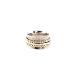 Two Gold Bead & Silver Fluid Ring | Hallmark 925 Silver