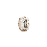 Four Silver & Gold Fluid Ring | Hallmark 925 Silver