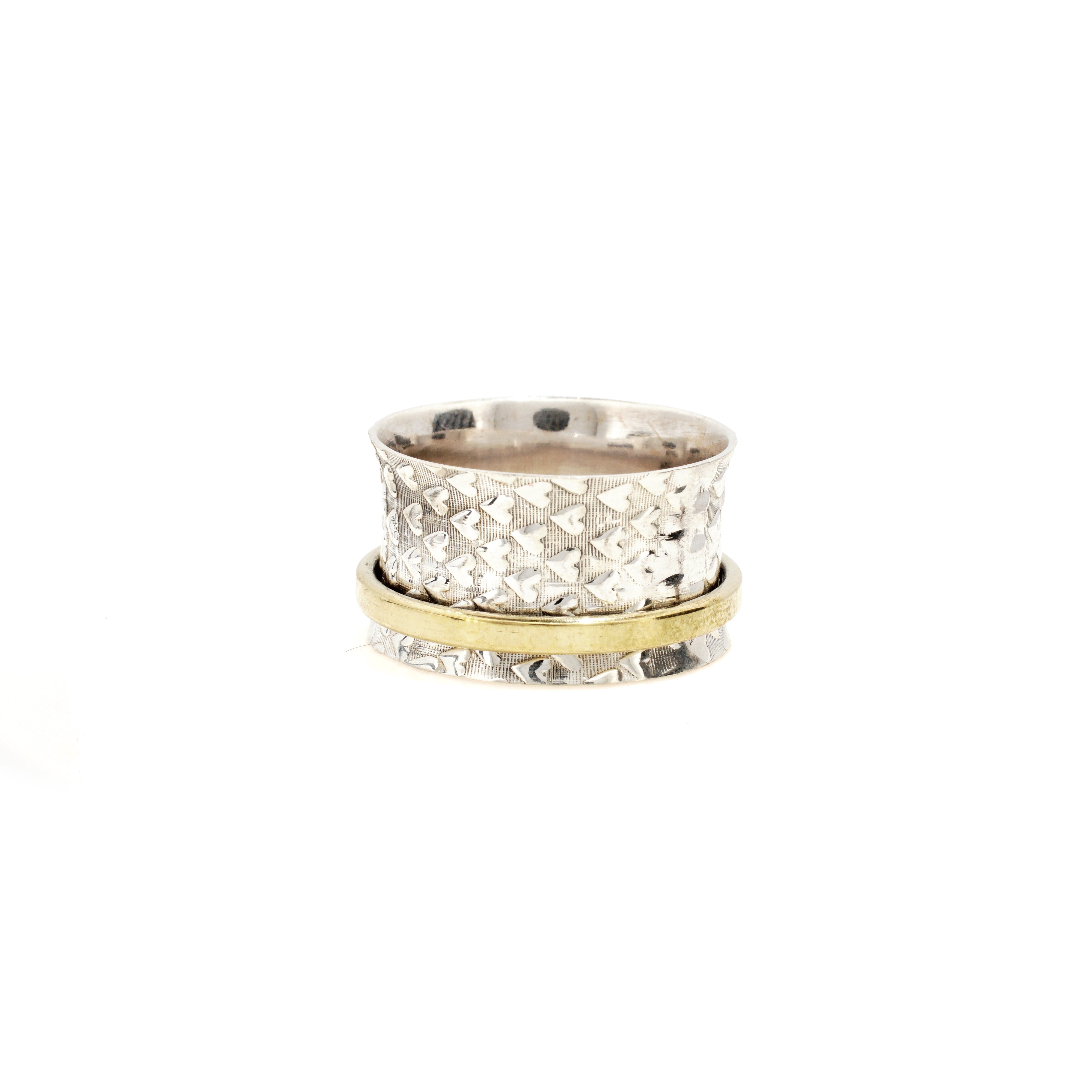 Gold Band with Hearts Fluid Ring | Hallmark 925 Silver