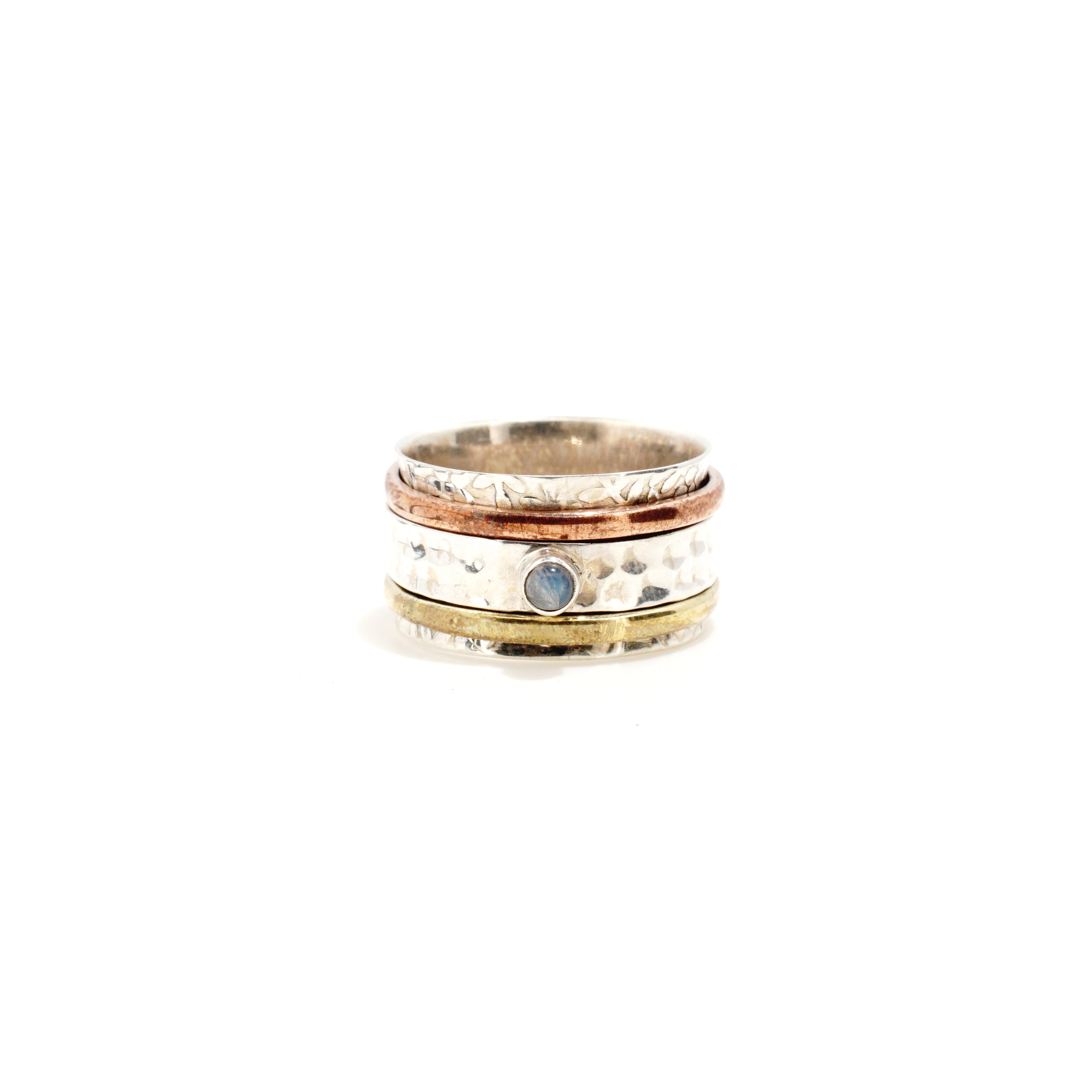 RoseGold & Gold Gem Fluid Ring | Hallmark 925 Silver