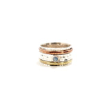 RoseGold & Gold Gem Fluid Ring | Hallmark 925 Silver