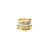 Three Gold Bead Fluid Ring | Hallmark 925 Silver