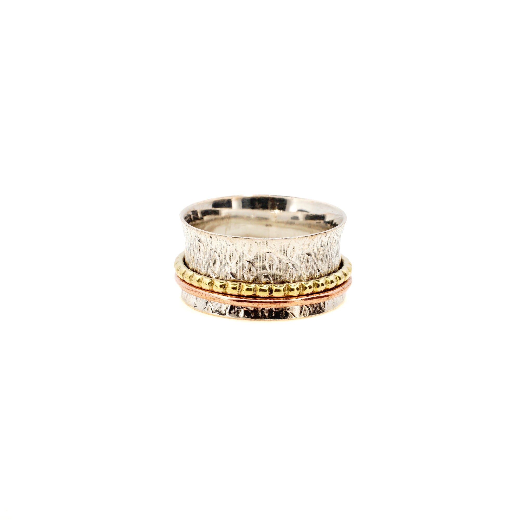 RoseGold & Gold Bead Fluid Ring | Hallmark 925 Silver